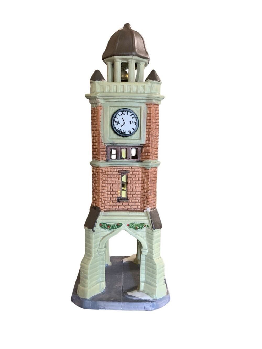 2017 Rare Retired Village Clock Tower holiday time Christmas Village